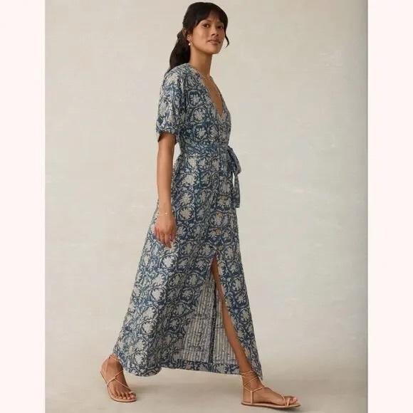 dune cotton gauze camille midi dress tranquil tides print Faherty | Dresses | Nwt Faherty 0 Organic Cotton Dune Gauze Camille Midi  Dress Tranquil Tides M